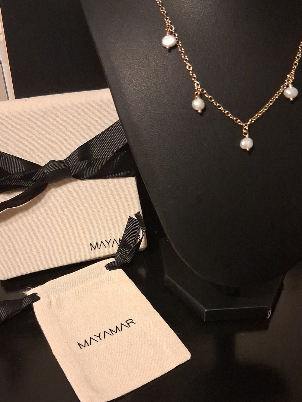 MAYAMAR Pearl Chain Necklace New With Mayamar Gift Box And Matching Dust Pouch - Picture 5 of 5